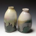 6535 Salt-fired Porcelain Teal Vases
